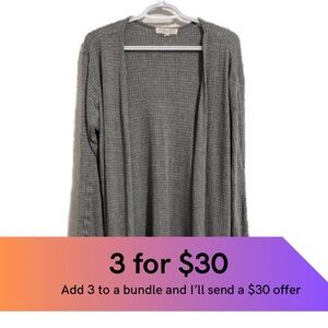 Alchemy Threads, textured knit open front cardigan.